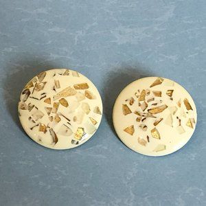 Vintage Clip On Earrings Button Style w Confetti